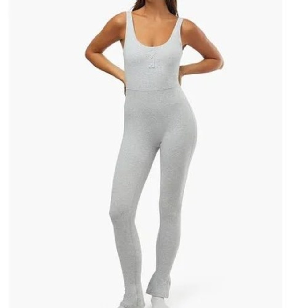 We Wore‎ What Henley Flare Jumpsuit - Heather Grey - Size L